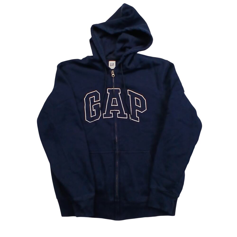 Gap Arch Logo Full Zip Hoodie Navy Blue Medium Vintage Y2K Fleece